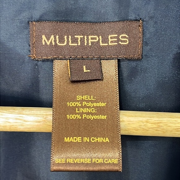 Multiples Women's Blazer Jacket Size L Navy Blue White Polka Dots Office Spring - Picture 3 of 11